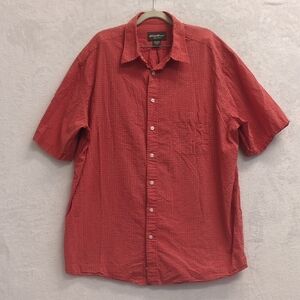 Eddie Bauer Men's‎ Red Casual Button Down Shirt Size XL Tall